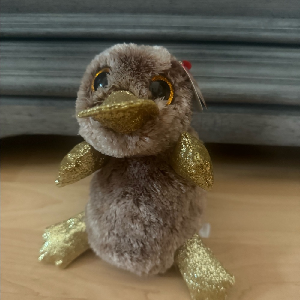 Ty Plush Bird Toy with Gold and Brown